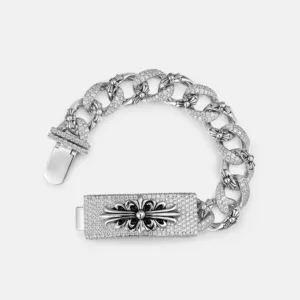 15MM Moissanite Catholic Cross Cuban Bracelet