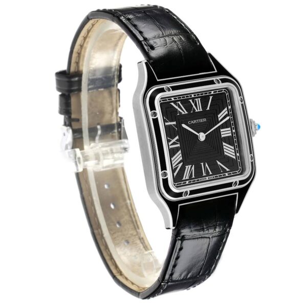 Cartier Santos Dumont Large Black Strap Steel Mens Watch WSSA0046 Unworn - Image 5