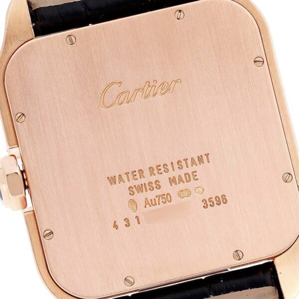 Cartier Santos Dumont Rose Gold Silver Dial Black Strap Mens Watch W2020067 - Image 5