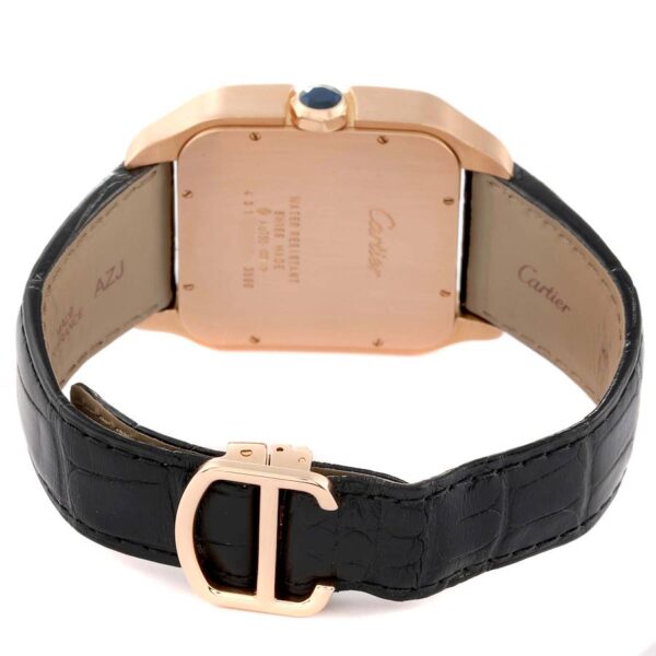 Cartier Santos Dumont Rose Gold Silver Dial Black Strap Mens Watch W2020067 - Image 4