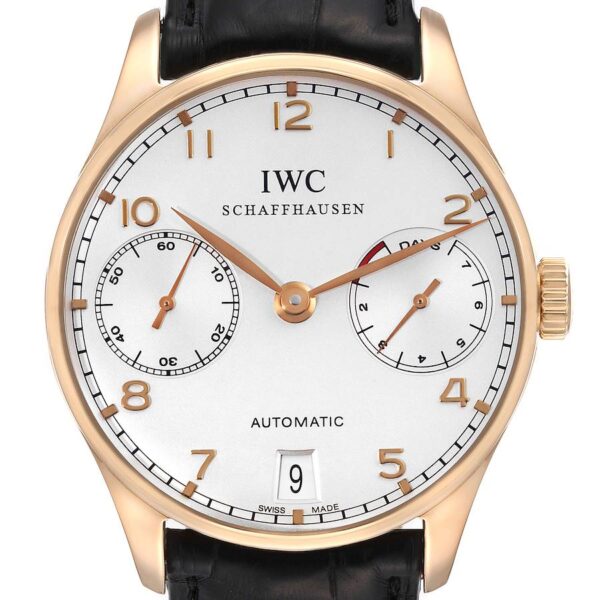 IWC Portugieser Automatic Rose Gold Silver Dial Mens Watch IW500701
