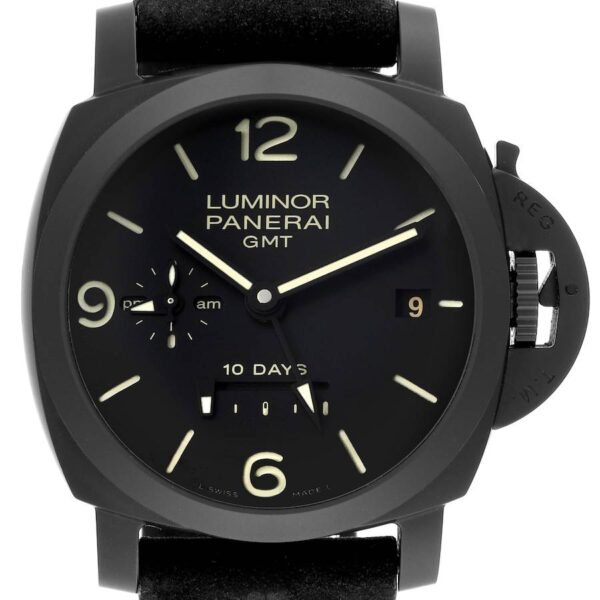 Panerai Luminor 1950 10 Days GMT 24H Carbotech Mens Watch PAM00335 Box Papers