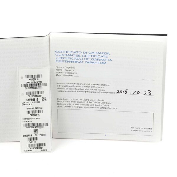Panerai Luminor Submersible 1950 Carbotech 3 Days Mens Watch PAM00616 Box Papers - Image 4