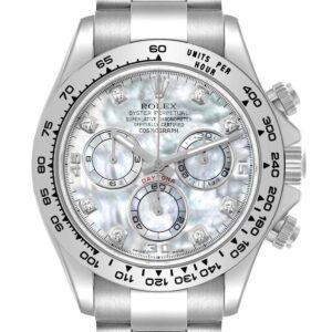Rolex Cosmograph Daytona White Gold Mother of Pearl Diamond Dial Mens Watch 116509