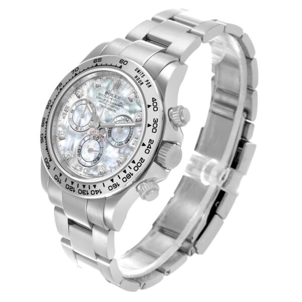 Rolex Cosmograph Daytona White Gold Mother of Pearl Diamond Dial Mens Watch 116509 - Image 11