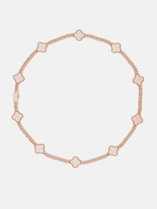 S925 Moissanite Four Leaf Clover Cuban Bracelet Or Chain