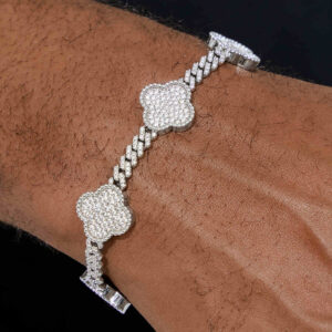 S925 Moissanite Four Leaf Clover Cuban Bracelet Or Chain