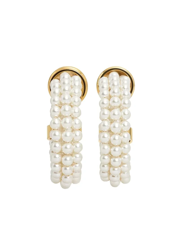 glass-pearl hoop earrings - Image 2