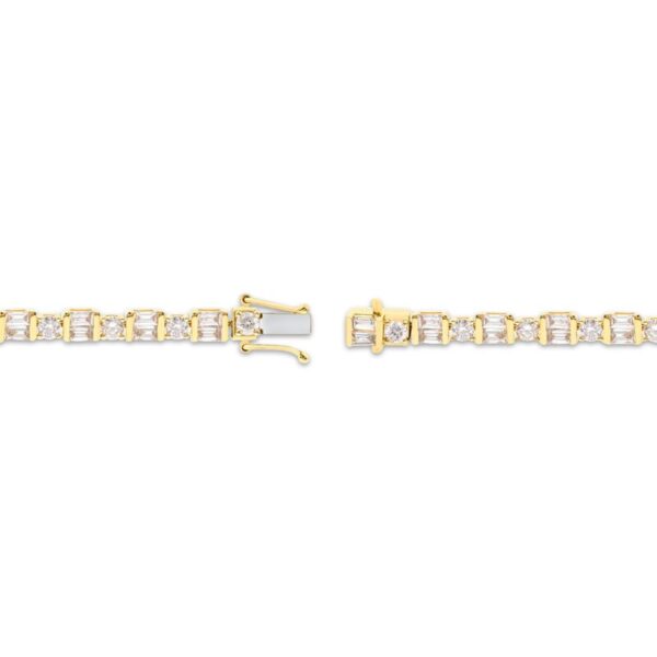 Round & Baguette-Cut Diamond Bracelet 5 ct tw 14K Yellow Gold 7.25"