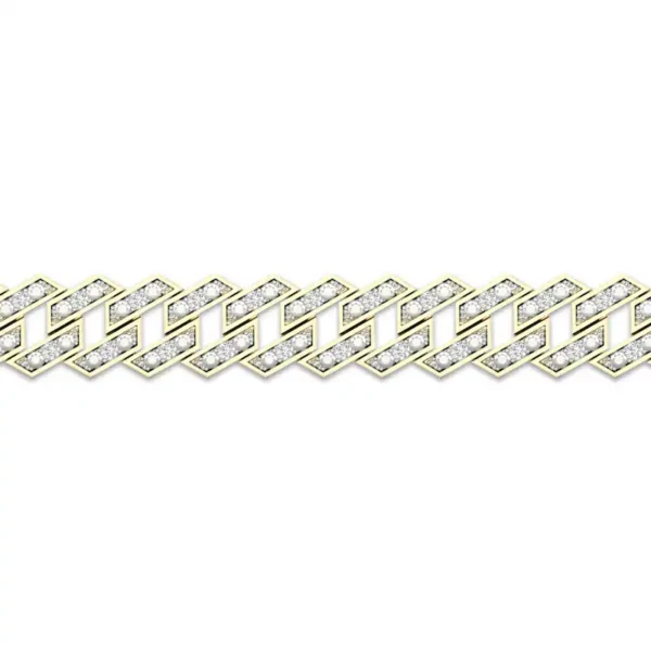 Men's Cuban Link Bracelet 1 ct tw 10K Yellow Gold 8.5" - Image 2