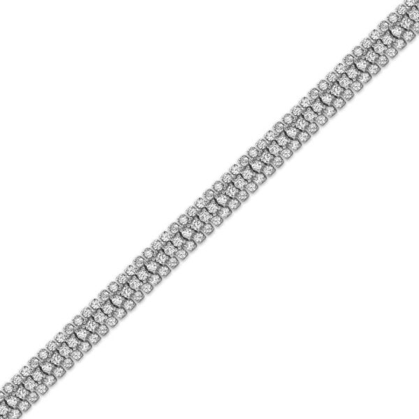 Diamond Three-Row Tennis Bracelet 5 ct tw 14K White Gold 7" - Image 2