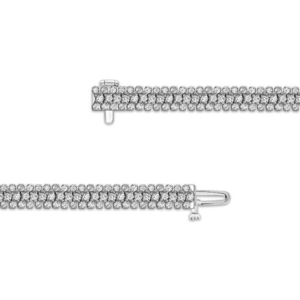 Diamond Three-Row Tennis Bracelet 5 ct tw 14K White Gold 7" - Image 4