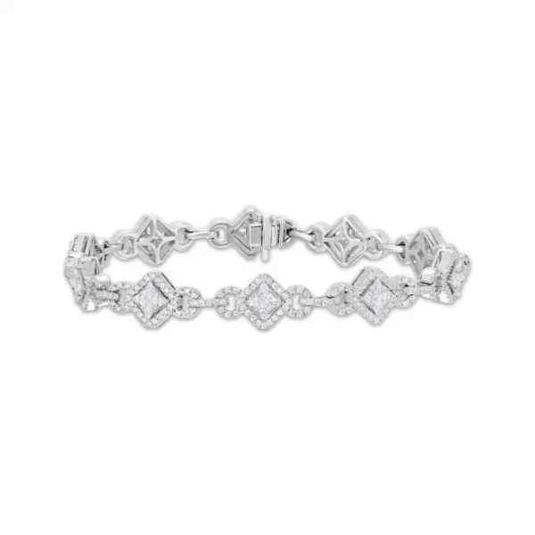 Marquise & Round-Cut Diamond Link Bracelet 3 ct tw 10K White Gold 7"