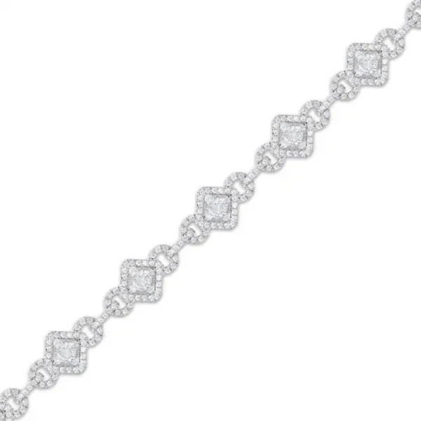 Marquise & Round-Cut Diamond Link Bracelet 3 ct tw 10K White Gold 7" - Image 4