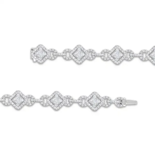 Marquise & Round-Cut Diamond Link Bracelet 3 ct tw 10K White Gold 7" - Image 2