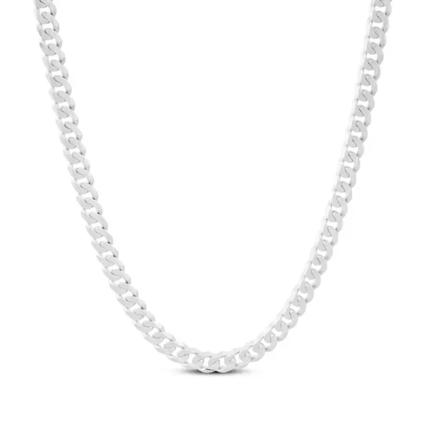 Curb Chain Necklace 4.2mm Solid 14K White Gold 22"