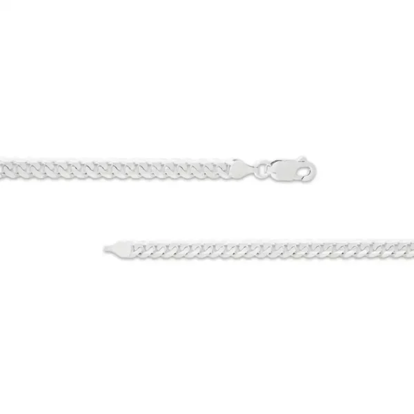 Curb Chain Necklace 4.2mm Solid 14K White Gold 22" - Image 4