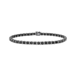 Men's Black & White Diamond Line Bracelet 6 ct tw Sterling Silver 8.5"