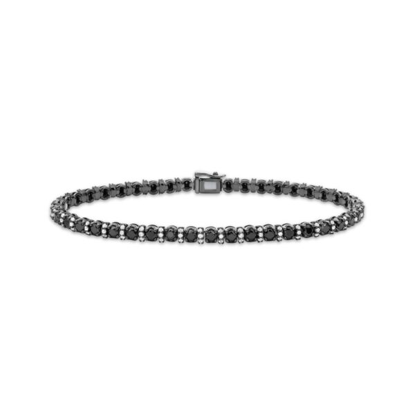 Men's Black & White Diamond Line Bracelet 6 ct tw Sterling Silver 8.5"