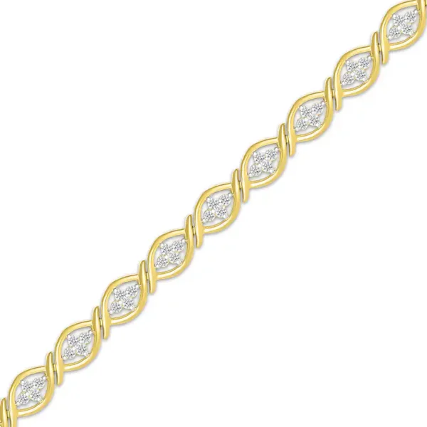 Diamond Marquise Link Bracelet 1 ct tw 10K Yellow Gold 7.25" - Image 3