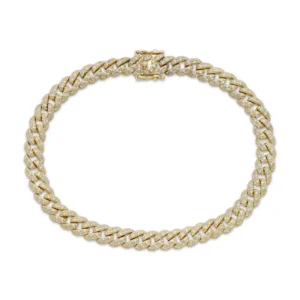 Men's Diamond Curb Chain Bracelet 1-1/2 ct tw 10K Yellow Gold 8.5"