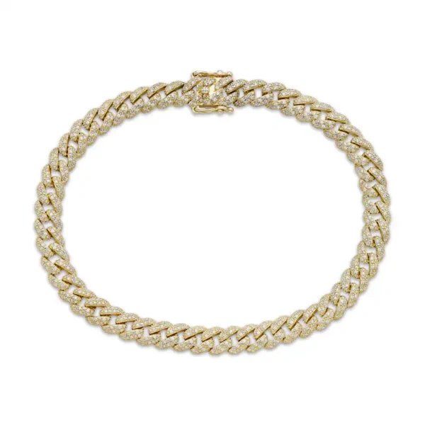 Men's Diamond Curb Chain Bracelet 1-1/2 ct tw 10K Yellow Gold 8.5"