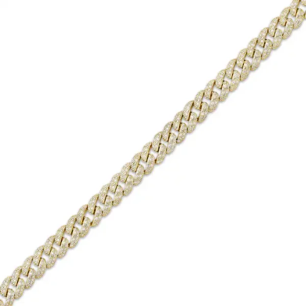 Men's Diamond Curb Chain Bracelet 1-1/2 ct tw 10K Yellow Gold 8.5" - Image 3