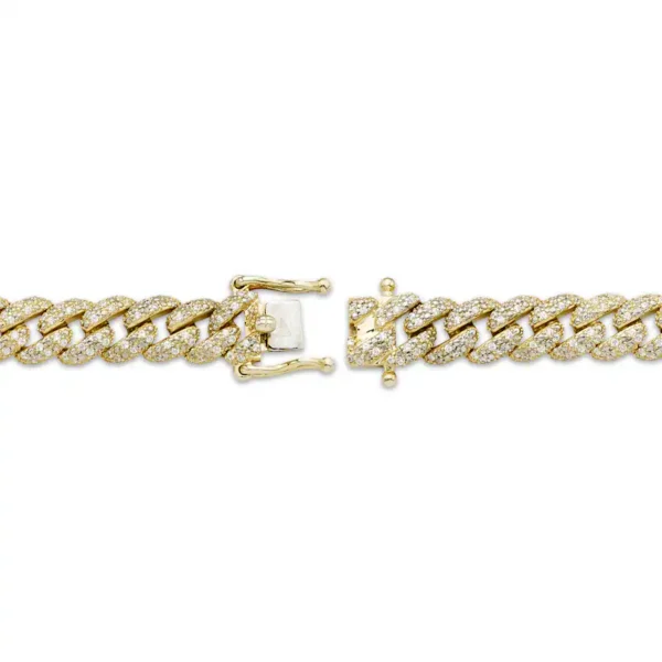 Men's Diamond Curb Chain Bracelet 1-1/2 ct tw 10K Yellow Gold 8.5" - Image 4