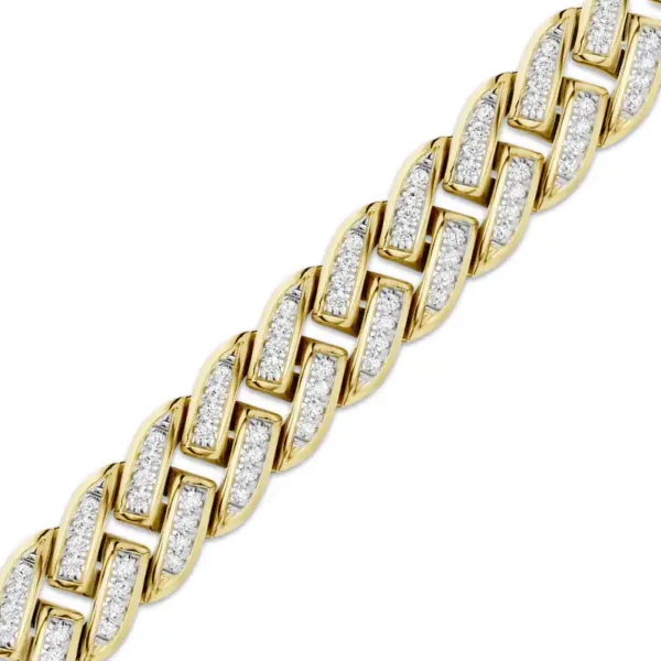 KAY Lab-Grown Diamonds Men's Curb Link Bracelet 4 ct tw 10K Yellow Gold 8.5" - Image 2