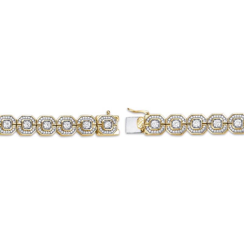 Men's KAY Lab-Grown Diamonds Octagon Link Bracelet 5 ct tw 10K Yellow Gold 8.5" - Image 3